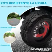 HOMCOM ATV pentru Copii 18-36 Luni din PP și Metal cu Roți Rezistente, Viteză Max 2.5 km/h, Design Atractiv, Albastru Gri și Negru | Aosom Romania 