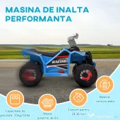 HOMCOM ATV pentru Copii 18-36 Luni din PP și Metal cu Roți Rezistente, Viteză Max 2.5 km/h, Design Atractiv, Albastru Gri și Negru | Aosom Romania 