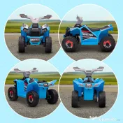 HOMCOM ATV pentru Copii 18-36 Luni din PP și Metal cu Roți Rezistente, Viteză Max 2.5 km/h, Design Atractiv, Albastru Gri și Negru | Aosom Romania 