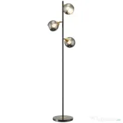 HOMCOM Lampă de Podea cu 3 Abajururi, Lampă pentru Camera de Zi cu Abajur Glob din Sticlă(Becul nu este inclus), Φ36x162 cm, Gri | Aosom Romania 