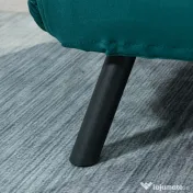 HOMCOM Canapea Pat Dublu 3 în 1 Catifelată cu Spătar Reglabil pe 5 Niveluri și Perne, Verde marin 