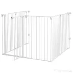PawHut Tarc de Joaca 2-in-1 Multifunctional pentru Catelusi si Poarta de Siguranta pentru Animale de Companie, 6 Panouri, Tarc pentru Exercitii cu Usa cu Dubla Blocare, 100cm Inaltime, Alb