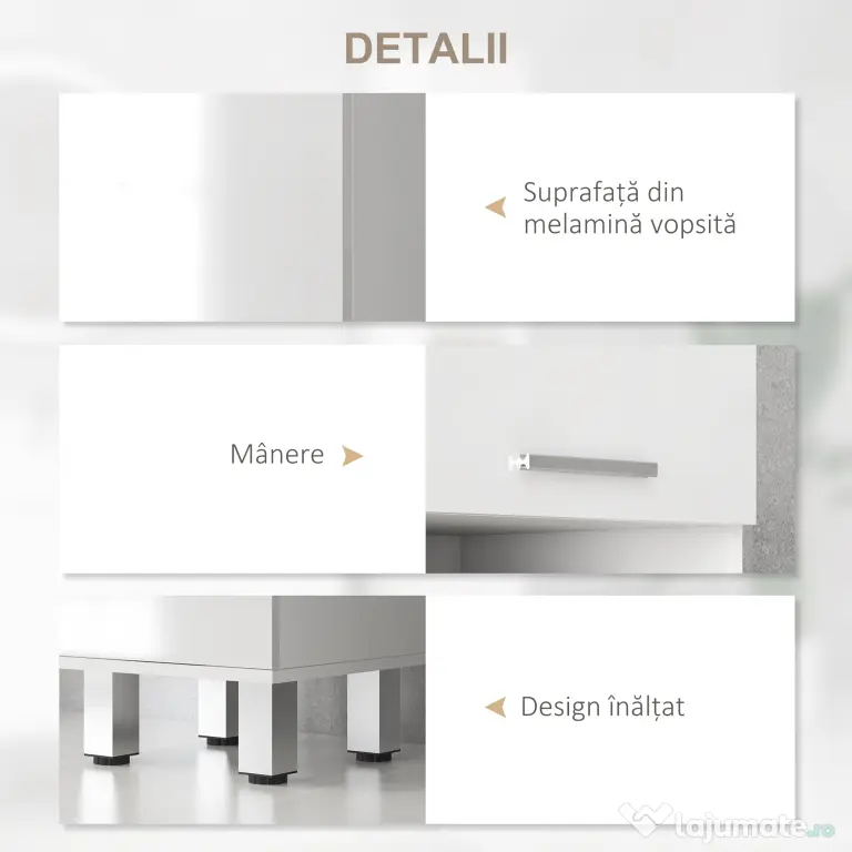 kleankin Mobilier pentru Baie cu 1 Sertar 3 Rafturi Ajustabile și 2 Dulapuri, 30x30x180 cm, Alb Lucios | Aosom Romania