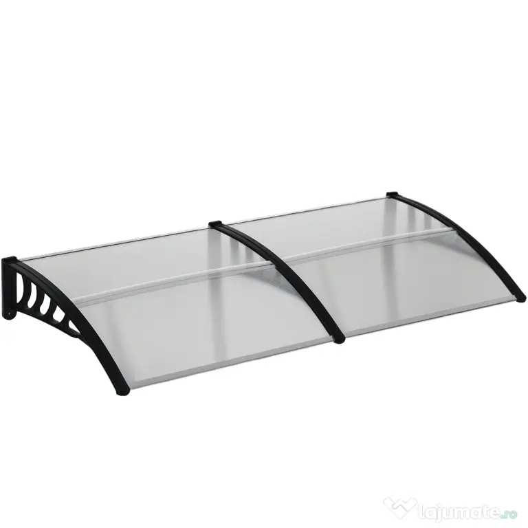 Outsunny Copertină Modernă din Policarbonat și Auminiu, pentru Balcoane, Ferestre și Uși, 200x96x27 cm, Transparent | Aosom Romania