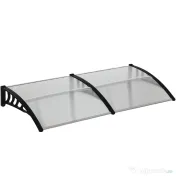 Outsunny Copertină Modernă din Policarbonat și Auminiu, pentru Balcoane, Ferestre și Uși, 200x96x27 cm, Transparent | Aosom Romania 