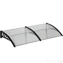Outsunny Copertină Modernă din Policarbonat și Auminiu, pentru Balcoane, Ferestre și Uși, 200x96x27 cm, Transparent | Aosom Romania