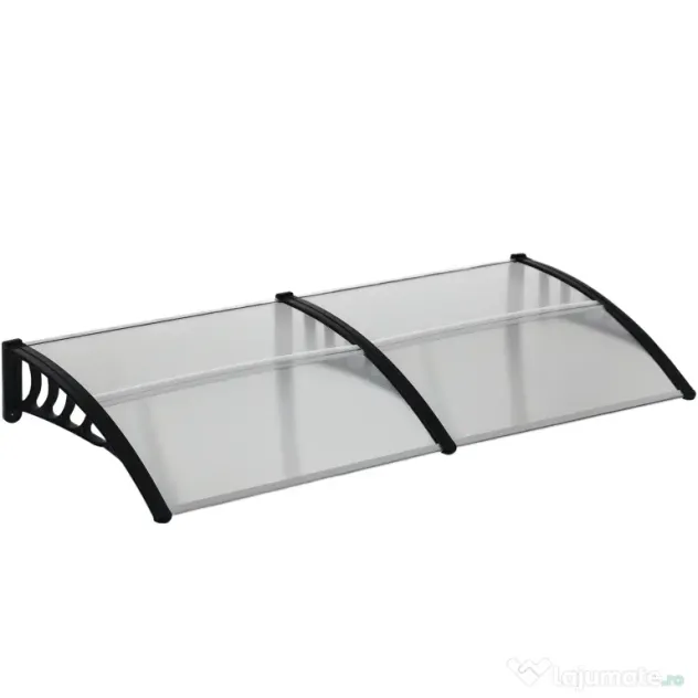 Outsunny Copertină Modernă din Policarbonat și Auminiu, pentru Balcoane, Ferestre și Uși, 200x96x27 cm, Transparent | Aosom Romania