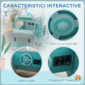 Set de jocuri pentru copii 6 în 1 cu tobogan, leagăn, cerc și mașină cu volan, pentru copii 18-48 de luni, albastru AIYAPLAY | Aosom Romania 