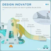 Set de jocuri pentru copii 6 în 1 cu tobogan, leagăn, cerc și mașină cu volan, pentru copii 18-48 de luni, albastru AIYAPLAY | Aosom Romania 