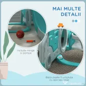 Set de jocuri pentru copii 6 în 1 cu tobogan, leagăn, cerc și mașină cu volan, pentru copii 18-48 de luni, albastru AIYAPLAY | Aosom Romania 