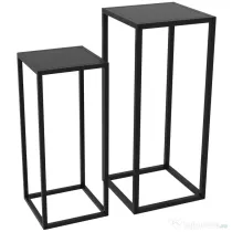 Outsunny Set 2 suporturi pentru plante din oțel pentru interior și exterior, 25x25x58,5 cm și 31x31x65 cm, negru