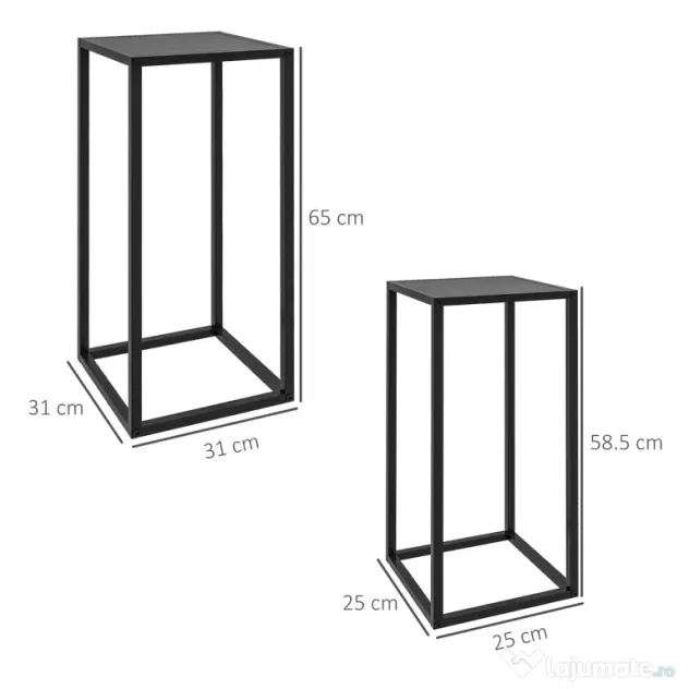 Outsunny Set de 2 Suporturi din Metal pentru Plante, Raft de Expunere a Florilor Stivuibil pentru Utilizare in Interior sau in Aer Liber | Aosom RO