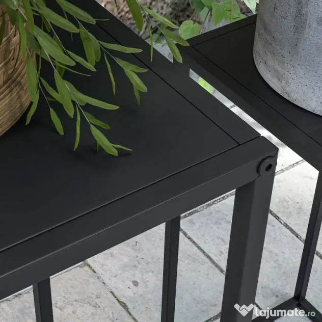 Outsunny Set de 2 Suporturi din Metal pentru Plante, Raft de Expunere a Florilor Stivuibil pentru Utilizare in Interior sau in Aer Liber | Aosom RO