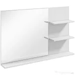 kleankin Oglindă de baie montată pe perete cu 2 rafturi laterale și raft inferior, din MDF și sticlă, 75x10x48 cm, alb
