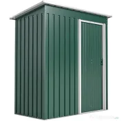 Outsunny Magazie de Grădină pentru Scule din Oțel Galvanizat cu Acoperiș Înclinat și Ușă Culisantă, 163x89x182 cm, Verde | Aosom Romania