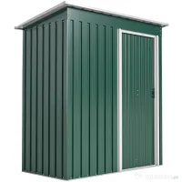 Outsunny Magazie de Grădină pentru Scule din Oțel Galvanizat cu Acoperiș Înclinat și Ușă Culisantă, 163x89x182 cm, Verde | Aosom Romania 