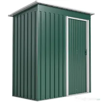 Outsunny Magazie de Grădină pentru Scule din Oțel Galvanizat cu Acoperiș Înclinat și Ușă Culisantă, 163x89x182 cm, Verde | Aosom Romania