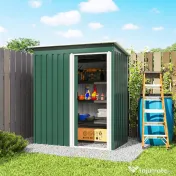 Outsunny Magazie de Grădină pentru Scule din Oțel Galvanizat cu Acoperiș Înclinat și Ușă Culisantă, 163x89x182 cm, Verde | Aosom Romania