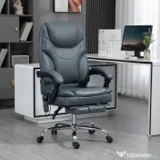 Vinsetto Scaun de Birou cu Masaj, Încălzire, Înălțime Reglabilă și Suport pentru Picioare, 67x67x113-121 cm, Gri | Aosom Romania 