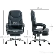 Vinsetto Scaun de Birou cu Masaj, Încălzire, Înălțime Reglabilă și Suport pentru Picioare, 67x67x113-121 cm, Gri | Aosom Romania 