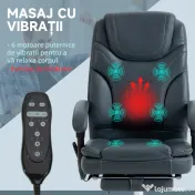 Vinsetto Scaun de Birou cu Masaj, Încălzire, Înălțime Reglabilă și Suport pentru Picioare, 67x67x113-121 cm, Gri | Aosom Romania 