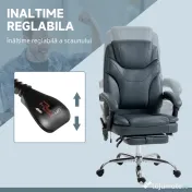 Vinsetto Scaun de Birou cu Masaj, Încălzire, Înălțime Reglabilă și Suport pentru Picioare, 67x67x113-121 cm, Gri | Aosom Romania 