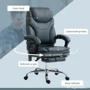 Vinsetto Scaun de Birou cu Masaj, Încălzire, Înălțime Reglabilă și Suport pentru Picioare, 67x67x113-121 cm, Gri | Aosom Romania 
