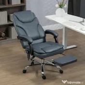 Vinsetto Scaun de Birou cu Masaj, Încălzire, Înălțime Reglabilă și Suport pentru Picioare, 67x67x113-121 cm, Gri | Aosom Romania 