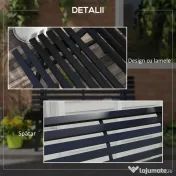 Outsunny Bancă pentru Grădină, Bancă de Exterior pentru Terasă cu Șezut și Spătar cu Lamele, 123x67x79 cm, Negru | Aosom Romania 