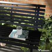 Outsunny Bancă pentru Grădină, Bancă de Exterior pentru Terasă cu Șezut și Spătar cu Lamele, 123x67x79 cm, Negru | Aosom Romania 