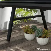 Outsunny Bancă pentru Grădină, Bancă de Exterior pentru Terasă cu Șezut și Spătar cu Lamele, 123x67x79 cm, Negru | Aosom Romania 