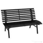 Outsunny Bancă pentru Grădină, Bancă de Exterior pentru Terasă cu Șezut și Spătar cu Lamele, 123x67x79 cm, Negru