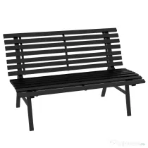 Outsunny Bancă pentru Grădină, Bancă de Exterior pentru Terasă cu Șezut și Spătar cu Lamele, 123x67x79 cm, Negru