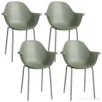Outsunny Set 4 Scaune de Exterior 59x55x84 cm din PP și Oțel Verde