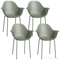 Outsunny Set 4 Scaune de Exterior 59x55x84 cm din PP și Oțel Verde