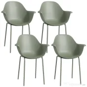 Outsunny Set de 4 Scaune de Grădină Verzi, Stivuibile, cu Spătar Înalt și Cotieră, Cadru din Metal, Ideal pentru Spații Exterioare | Aosom Romania 