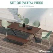 Outsunny Set de 4 Scaune de Grădină Verzi, Stivuibile, cu Spătar Înalt și Cotieră, Cadru din Metal, Ideal pentru Spații Exterioare | Aosom Romania 