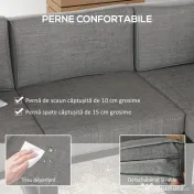Outsunny Set de Mobilier de Grădină din 6 Piese, Set de Exterior cu Masă și Canapea cu cadru din Aluminiu cu Cotiere, 65x65x31 cm, Gri | Aosom Romania