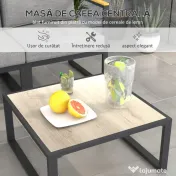 Outsunny Set de Mobilier de Grădină din 6 Piese, Set de Exterior cu Masă și Canapea cu cadru din Aluminiu cu Cotiere, 65x65x31 cm, Gri | Aosom Romania