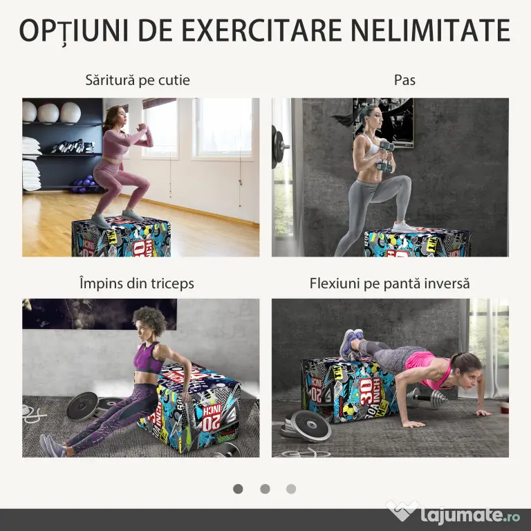 SPORTNOW Cutie Pliometrică Moale 3 în 1, Siguranță și Eficiență în Antrenamentele de Forță, 76x61x51cm | Aosom Romania