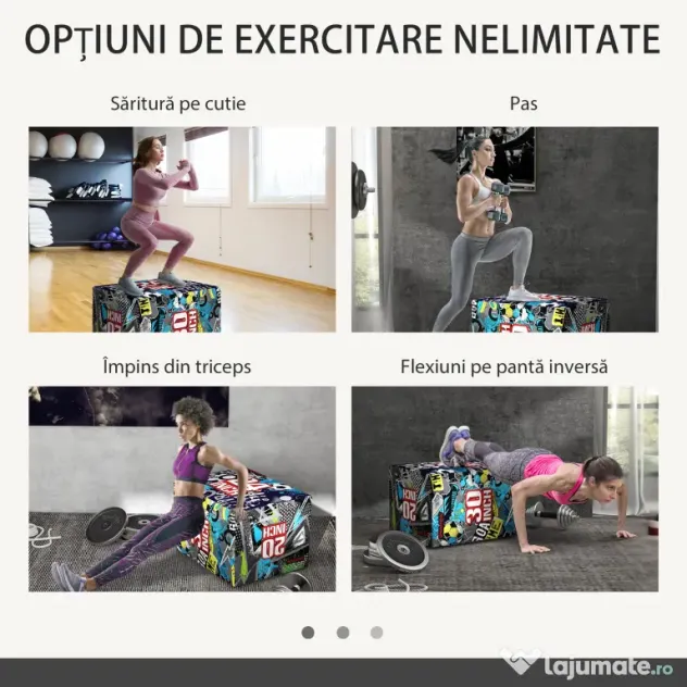 SPORTNOW Cutie Pliometrică Moale 3 în 1, Siguranță și Eficiență în Antrenamentele de Forță, 76x61x51cm | Aosom Romania