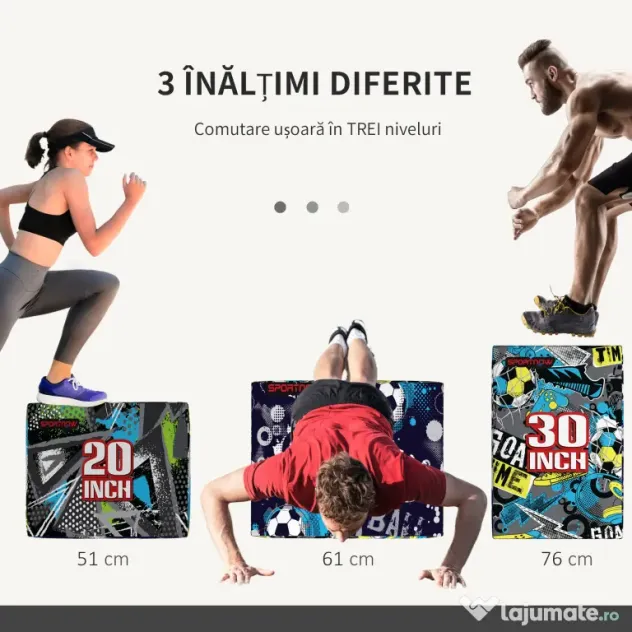 SPORTNOW Cutie Pliometrică Moale 3 în 1, Siguranță și Eficiență în Antrenamentele de Forță, 76x61x51cm | Aosom Romania