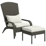 Outsunny Scaun Adirondack cu taburet din rachita pentru terasa, S