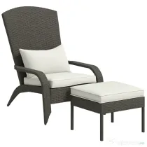 Outsunny Scaun Adirondack cu taburet din rachita pentru terasa, S