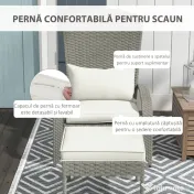 Outsunny Scaun Adirondack cu taburet din rachita pentru terasa, Scaun de exterior pentru semineu cu perne, spatar inalt | Aosom Romania