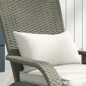 Outsunny Scaun Adirondack cu taburet din rachita pentru terasa, Scaun de exterior pentru semineu cu perne, spatar inalt | Aosom Romania