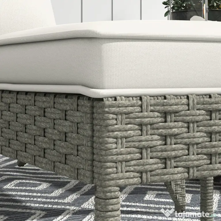 Outsunny Scaun Adirondack cu taburet din rachita pentru terasa, Scaun de exterior pentru semineu cu perne, spatar inalt | Aosom Romania