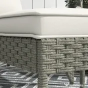 Outsunny Scaun Adirondack cu taburet din rachita pentru terasa, Scaun de exterior pentru semineu cu perne, spatar inalt | Aosom Romania