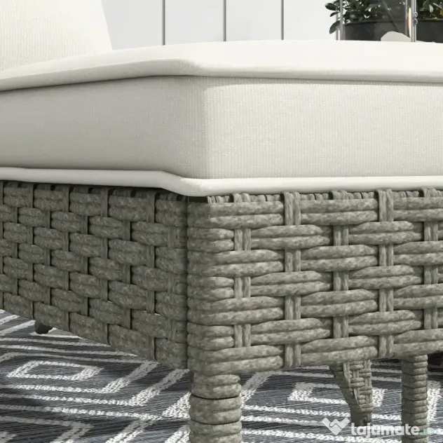 Outsunny Scaun Adirondack cu taburet din rachita pentru terasa, Scaun de exterior pentru semineu cu perne, spatar inalt | Aosom Romania