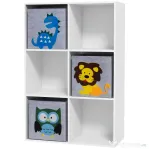 ZONEKIZ Organizator pentru Jucarii, Dulap de Depozitare cu Trei Sertare din Material, Raft Organizator, 61,8x29,9x91,5 cm, Alb
